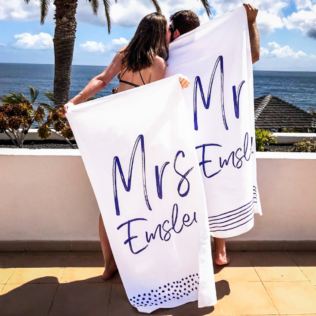 Personalised Mr And Mrs Beach Towels Product Image