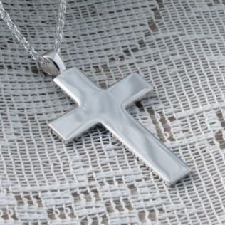 Large Solid Silver Cross Pendant in Personalised Box Product Image