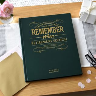 Personalised Retirement Newspaper Book - Green Leatherette Cover Product Image