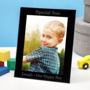Personalised Special Son Black Glass Photo Frame Product Image