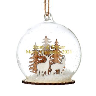 Personalised Bauble - Stags In Snow Mini Dome Product Image