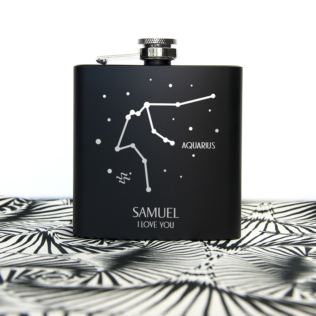 Star Constellation Matte Black Personalised Hip Flask Product Image
