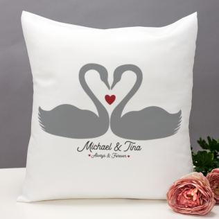 Personalised Romantic Swans Cushion Product Image