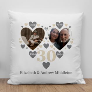 Personalised Then and Now Pearl Anniversary Photo Cushion Product Image