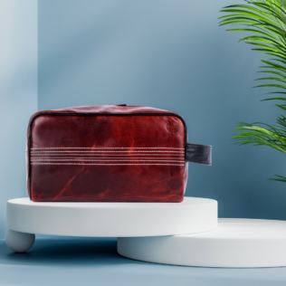 Cricket Ball Red Buffalo Leather Toiletry Bag Product Image