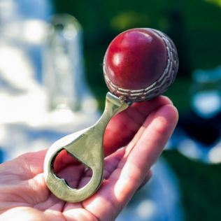 Red Leather Mini Cricket Ball Bottle Opener Product Image