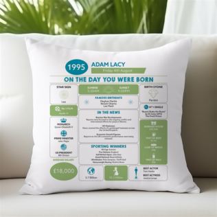 Personalised The Day You Were Born - 30th Birthday Cushion Product Image