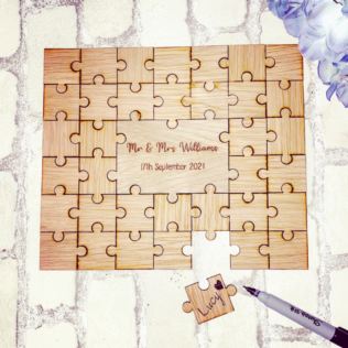 Personalised Wooden Puzzle Wedding Guest Book Product Image