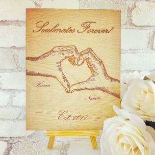 Personalised Wooden Heart Hands Plaque Product Image