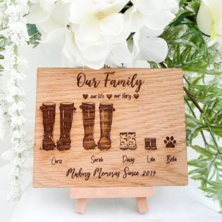 Personalised Wooden Welly Family Plaque Product Image