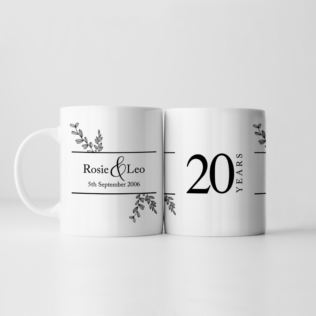 Personalised Botanical 20th Wedding Anniversary Mug Product Image