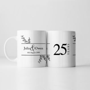 Personalised Botanical 25th Wedding Anniversary Mug Product Image