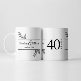 Personalised Botanical 40th Wedding Anniversary Mug Product Image