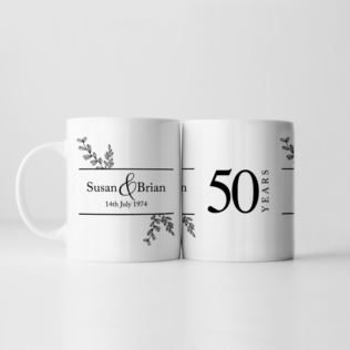Personalised Botanical 50th Wedding Anniversary Mug Product Image