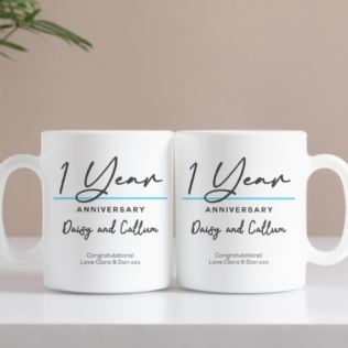 Pair of Personalised Classy 1st Anniversary Mugs Product Image