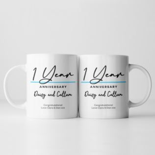 Pair of Personalised Classy 1st Anniversary Mugs Product Image
