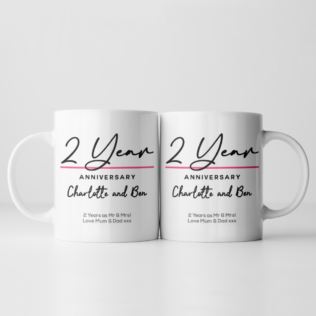 Pair of Personalised Classy 2nd Anniversary Mugs Product Image