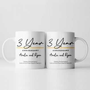 Pair of Personalised Classy 3rd Anniversary Mugs Product Image