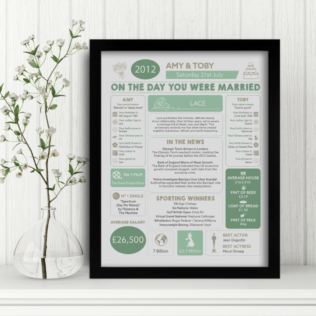 Personalised 13th Anniversary (Lace) Wedding Chart Framed Print Product Image