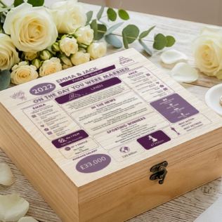 Personalised (4th) Wedding Anniversary (Linen) - Day You Were Married Chart Keepsake Box Product Image