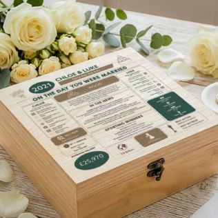 Personalised (5th) Wedding Anniversary (Wood) - Day You Were Married Chart Keepsake Box Product Image