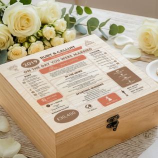 Personalised (7th) Wedding Anniversary (Copper) - Day You Were Married Chart Keepsake Box Product Image