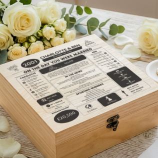 Personalised (25th) Wedding Anniversary (Silver) - Day You Were Married Chart Keepsake Box Product Image