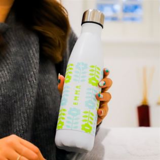 Personalised Retro Floral Metal Thermos Water Bottle Product Image