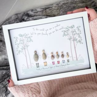 Personalised  Framed Family Welly Boots Pebble Art Product Image