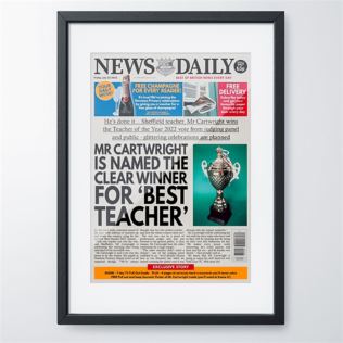 Personalised "Best Teacher" Newspaper Front Page Product Image
