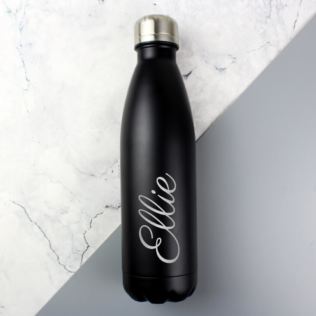Personalised Reusable Black Metal Bottle Product Image