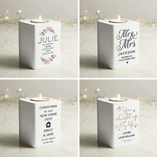 Personalised White Wooden Tea Light Holders Product Image