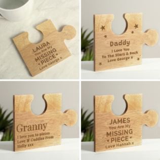Personalised Jigsaw Piece Wooden Drink Coasters Product Image
