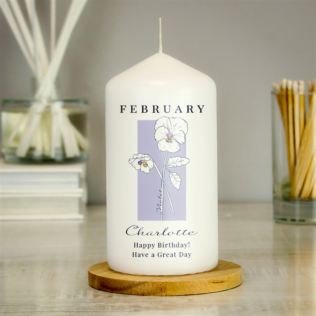 Personalised Birth Flower Pillar Candle Product Image