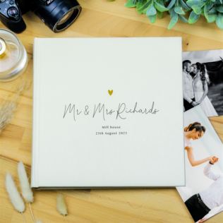 Personalised Gold Heart Couples Square Photo Album Product Image