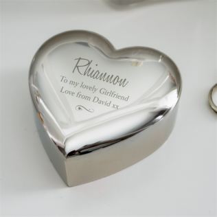 Personalised Any Message Swirls & Hearts Heart Trinket Box Product Image