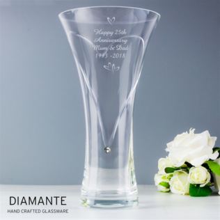 Personalised Large Hand Cut Little Hearts Diamante Vase Product Image