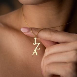 Personalised Vertical Initials Necklace Product Image
