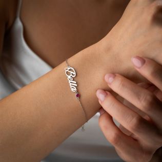 Personalised Name Bracelet with Birthstone Product Image