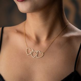 Personalised Three Hearts Necklace in Sterling Silver Product Image
