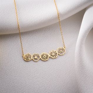 Personalised Birth Flower Family Link Necklace Product Image