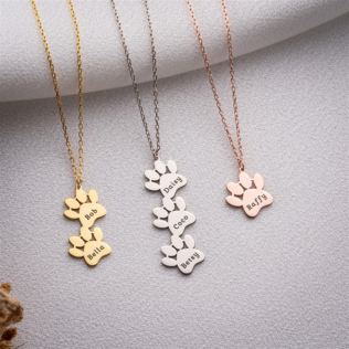 Personalised Dog Paws Necklace with Name Product Image