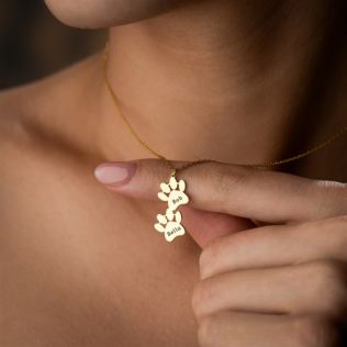 Personalised Dog Paws Necklace with Name Product Image