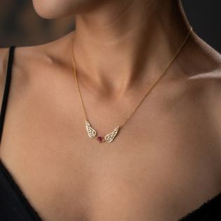 Angel Wing Necklace with Birthstone Product Image