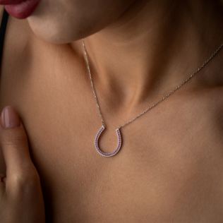 Horseshoe Necklace with Birthstone Product Image