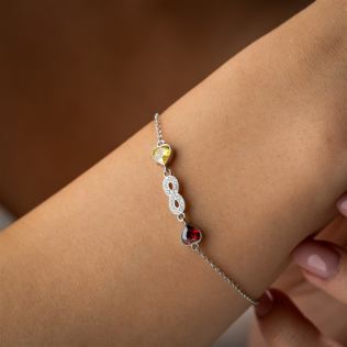 Infinity Bracelet with Heart Birthstones Product Image