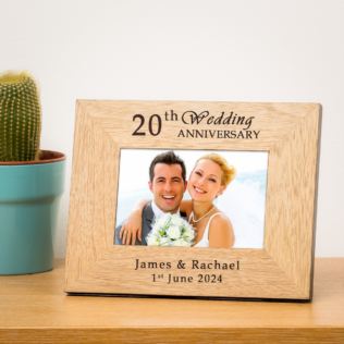 Personalised 20th Wedding Anniversary Wooden Photo Frame Product Image