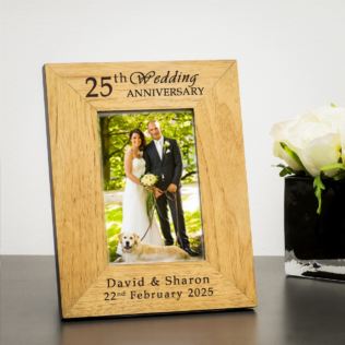 Personalised 25th Wedding Anniversary Wooden Photo Frame Product Image