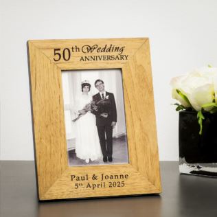 Personalised 50th Wedding Anniversary Wooden Photo Frame Product Image