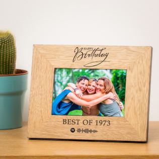 Personalised Happy Birthday Playlist Wooden Photo Frame Product Image